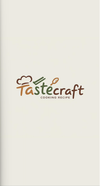 TasteCraft splash screen with the logo and the words cooking recipe